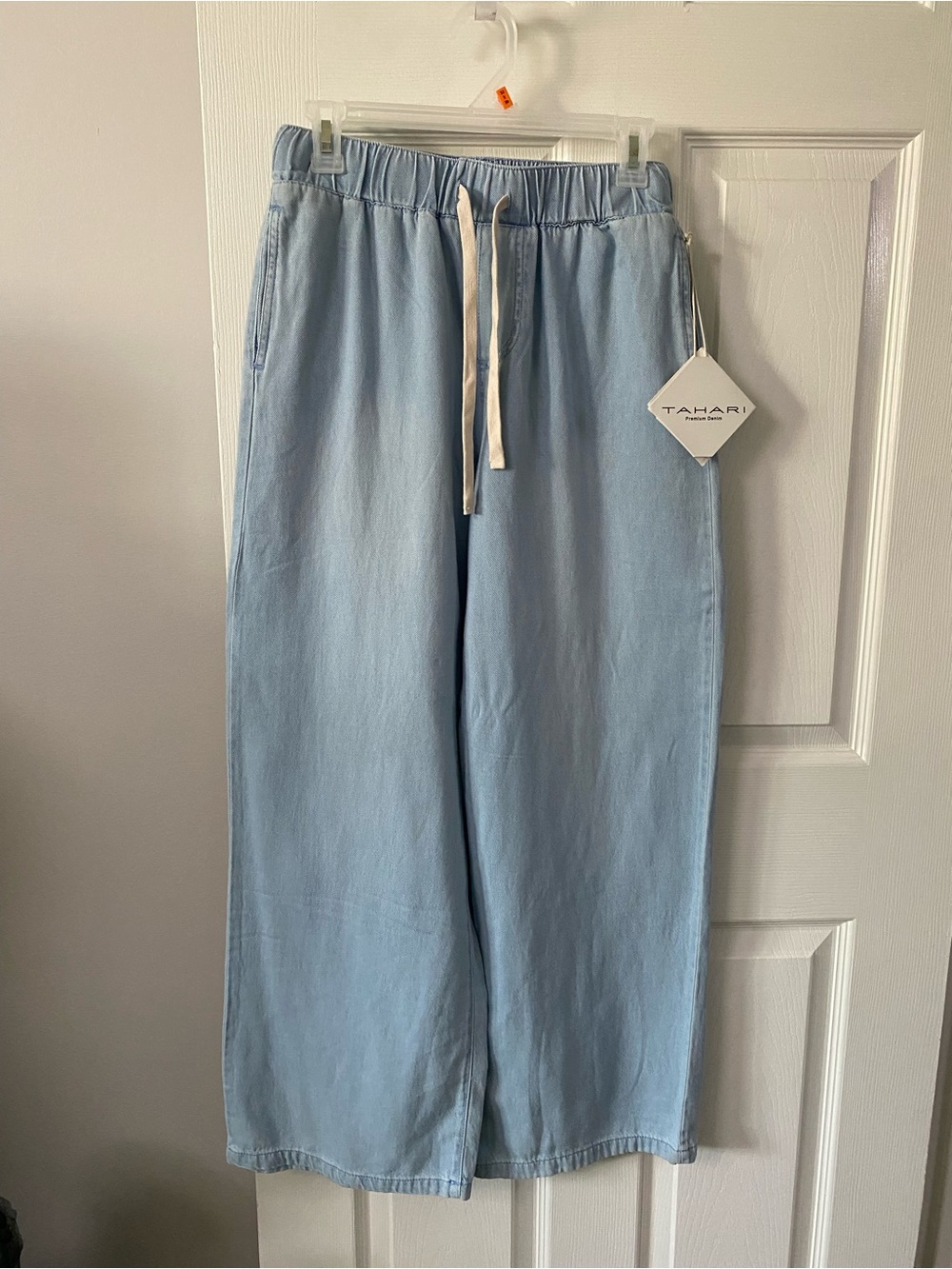 Tahari Light Blue Relaxed Drawstring Pants